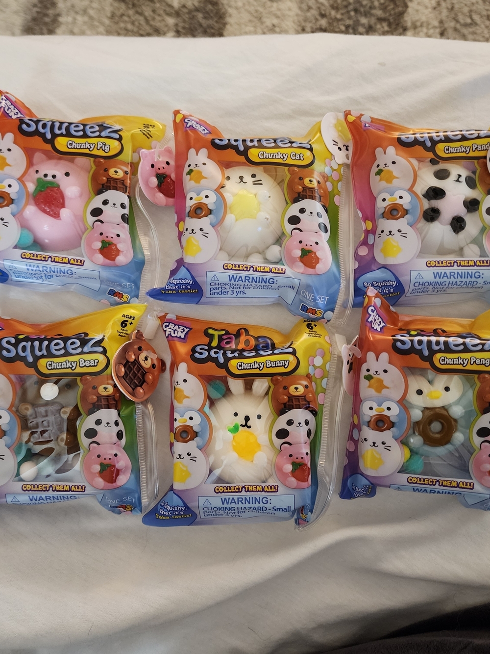 Taba Squish Chunky Animal & Squeez Chunky Plush Collectible Of 6